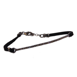 Black Rhodium Diamond Line with Leather Cord Bracelet