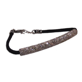 Black Rhodium 1/2 Diamond Sleeve wih Leather Cord Bracelet