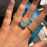 Turquoise & Diamond Heart Ring