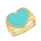 Turquoise & Diamond Heart Ring