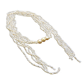 5 Strand Japanese Keshi with South Sea Golden Pearl  (3) Lariat