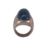 18kt White Gold Cabochon Aquamarine and Diamond Ring