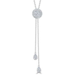 White Gold Lariat Pendant Necklace