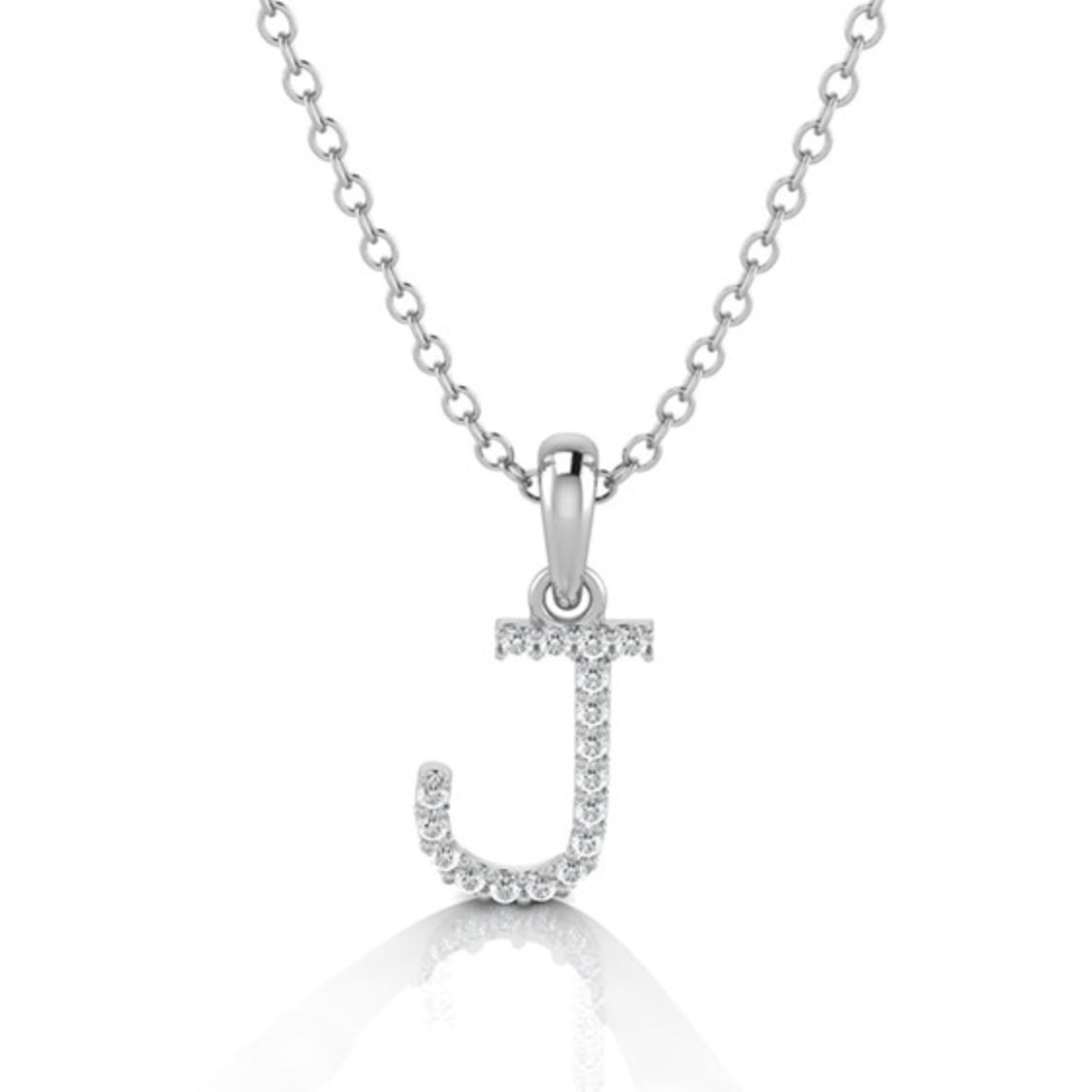 White Gold & Diamond “J” Pendant