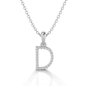 White Gold & Diamond “D” Pendant