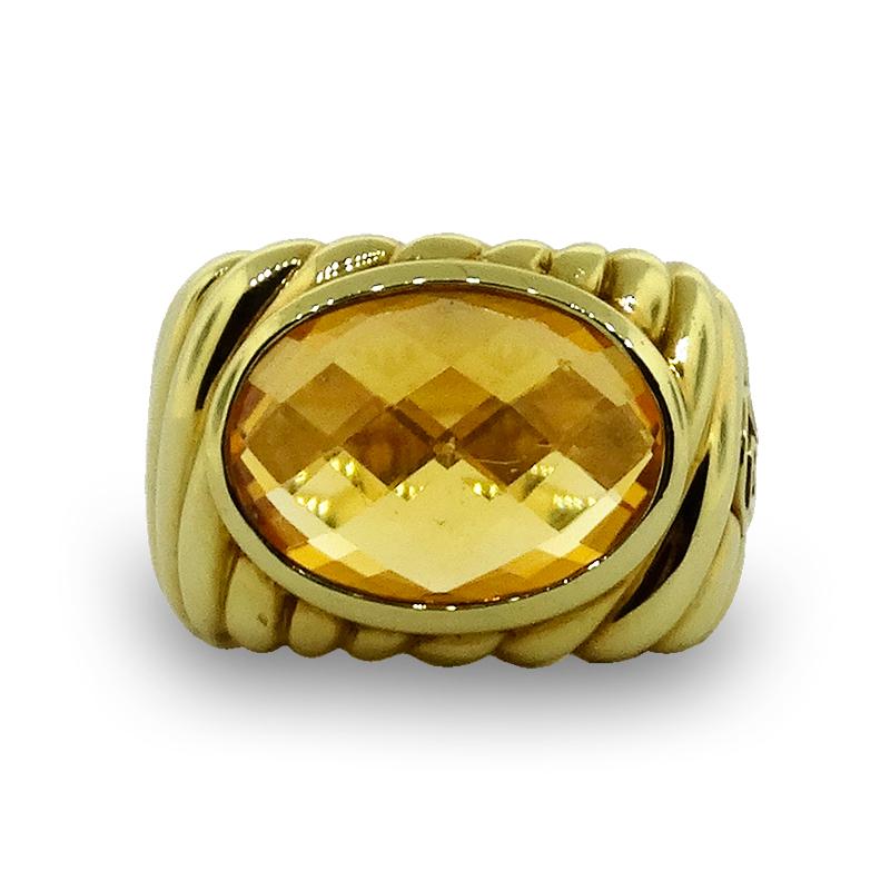 David Yurman Ring Faceted Citrine with Twisted Rope Design - Image 3