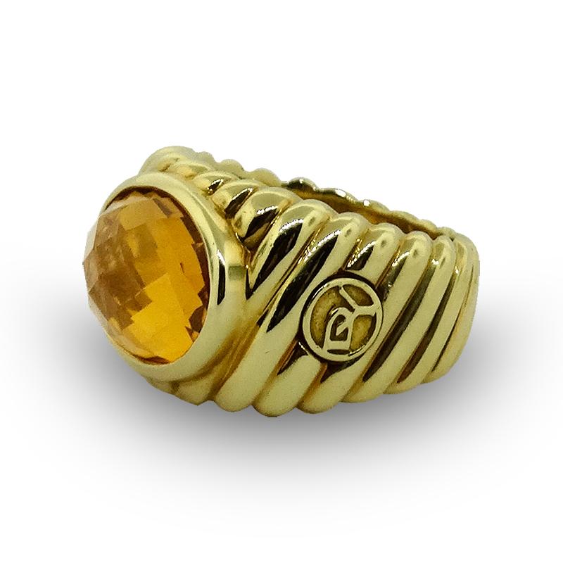 David Yurman Ring Faceted Citrine with Twisted Rope Design - Image 2