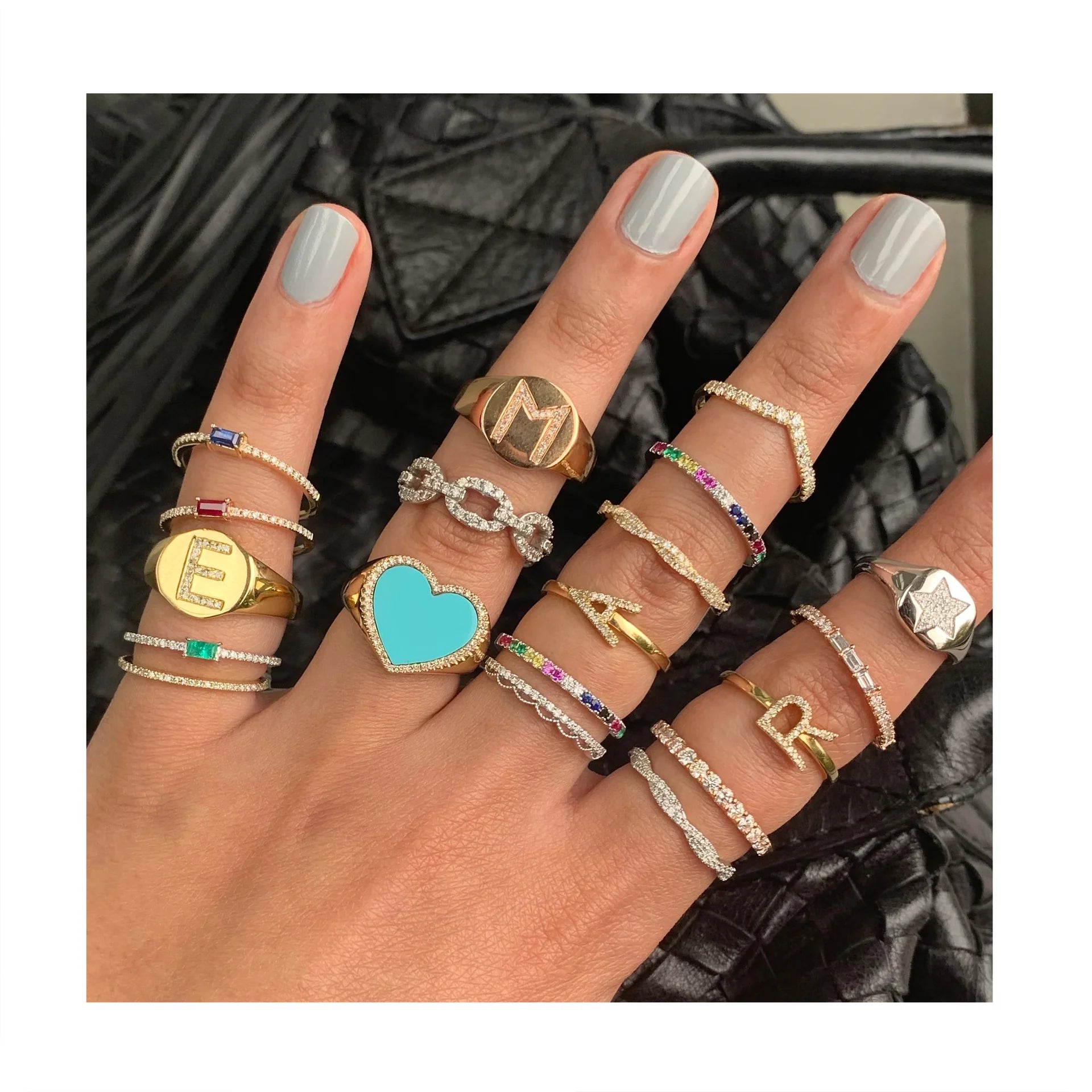 Turquoise & Diamond Heart Ring - Image 4