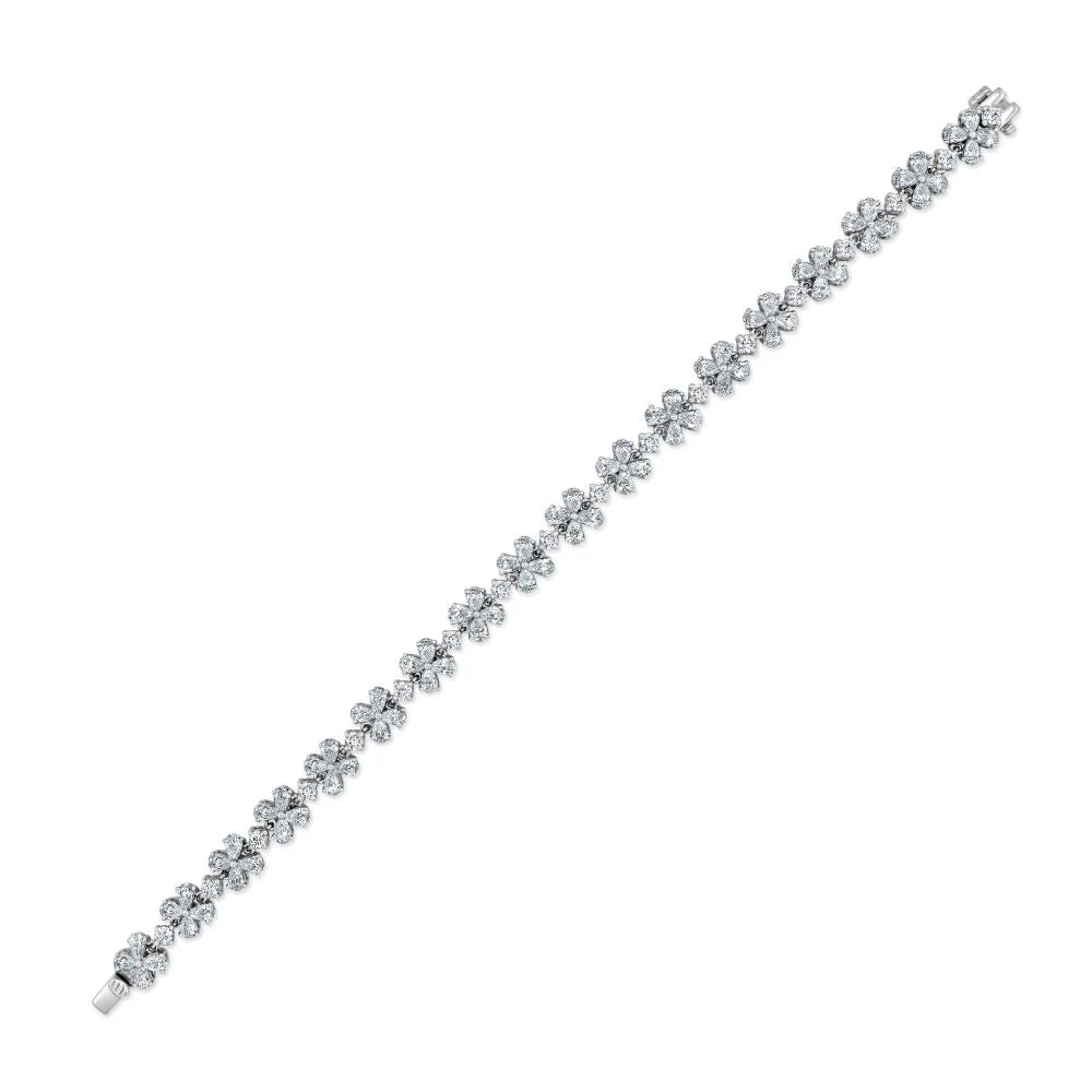 Pear-Shaped Diamond Flower Bracelet - Image 2