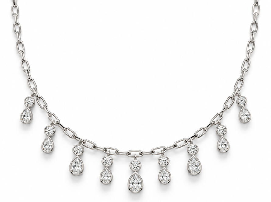 Diamond Drop Paperclip Necklace