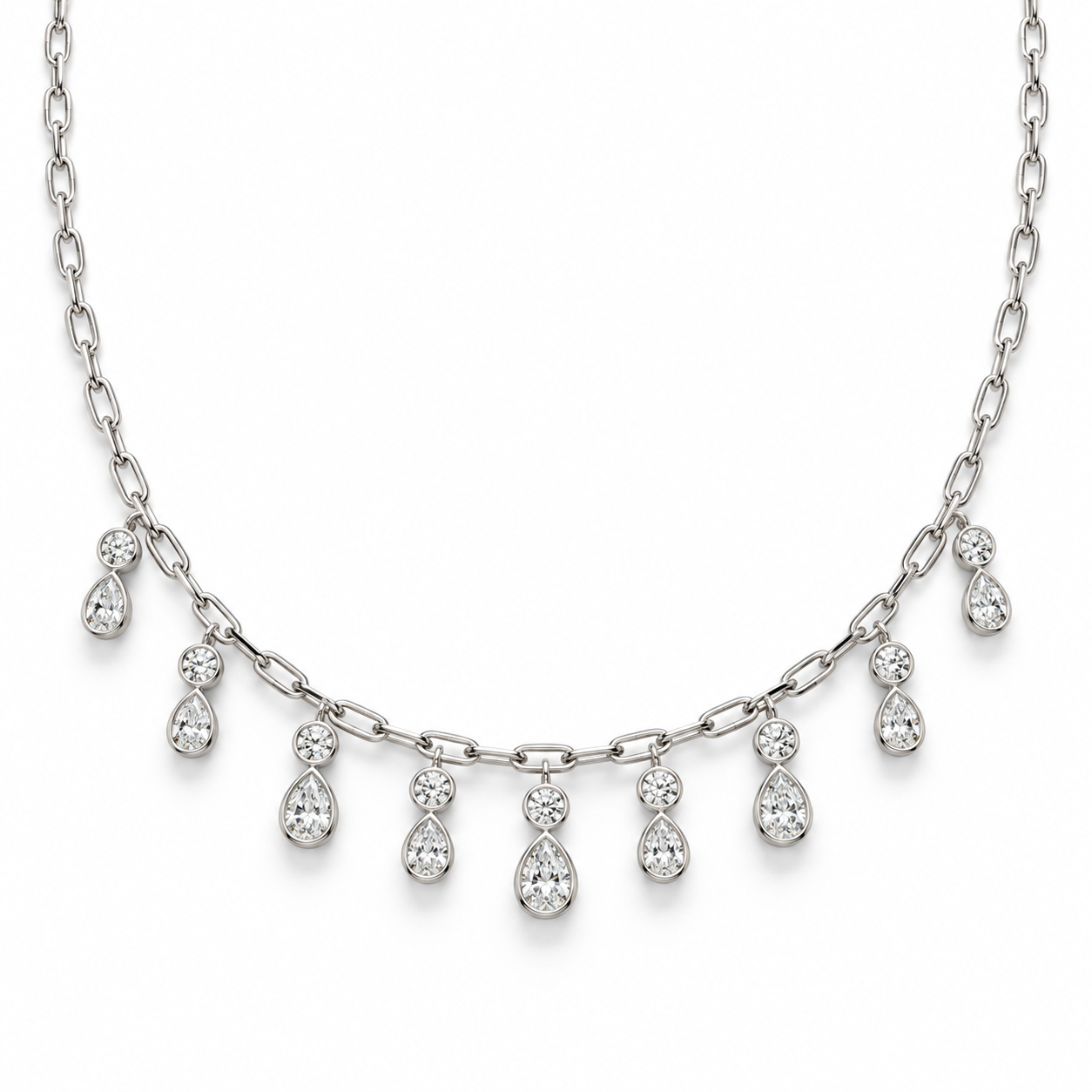 Diamond Drop Paperclip Necklace