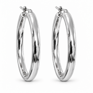 14K White Gold Hoop Earrings