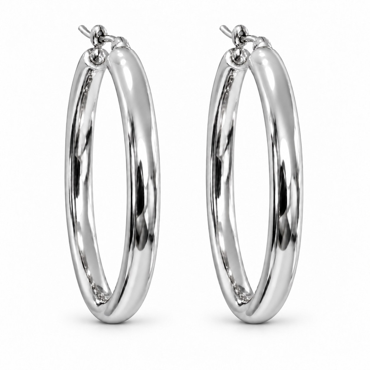 14K White Gold Hoop Earrings