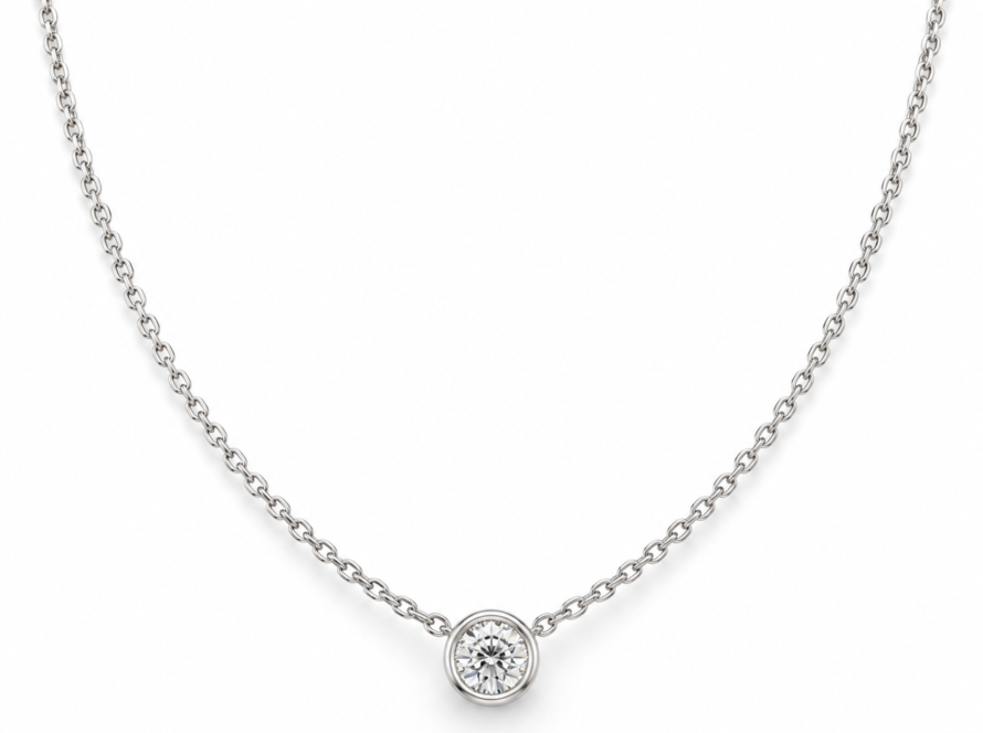 White Gold Bezel Diamond Necklace