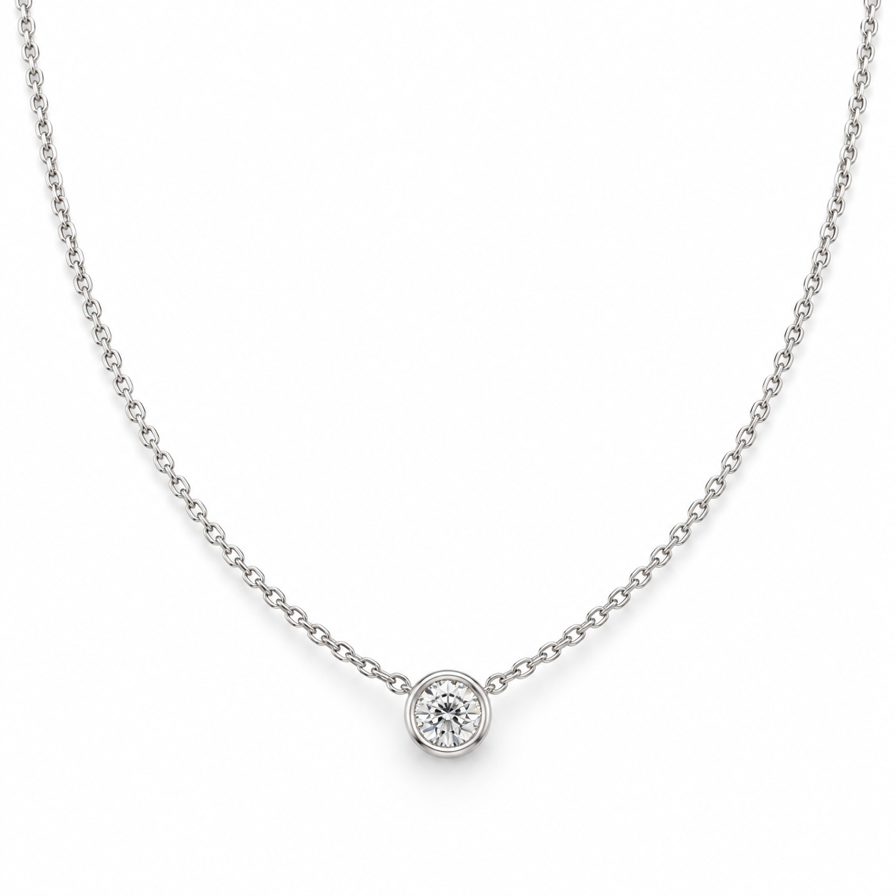 White Gold Bezel Diamond Necklace