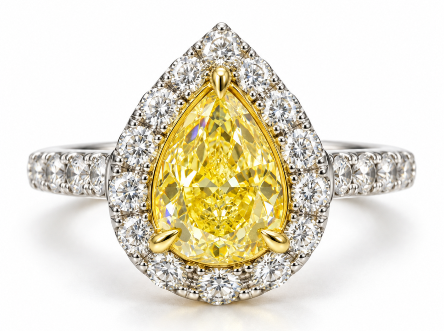 Pear Shaped Yellow Diamond Ring