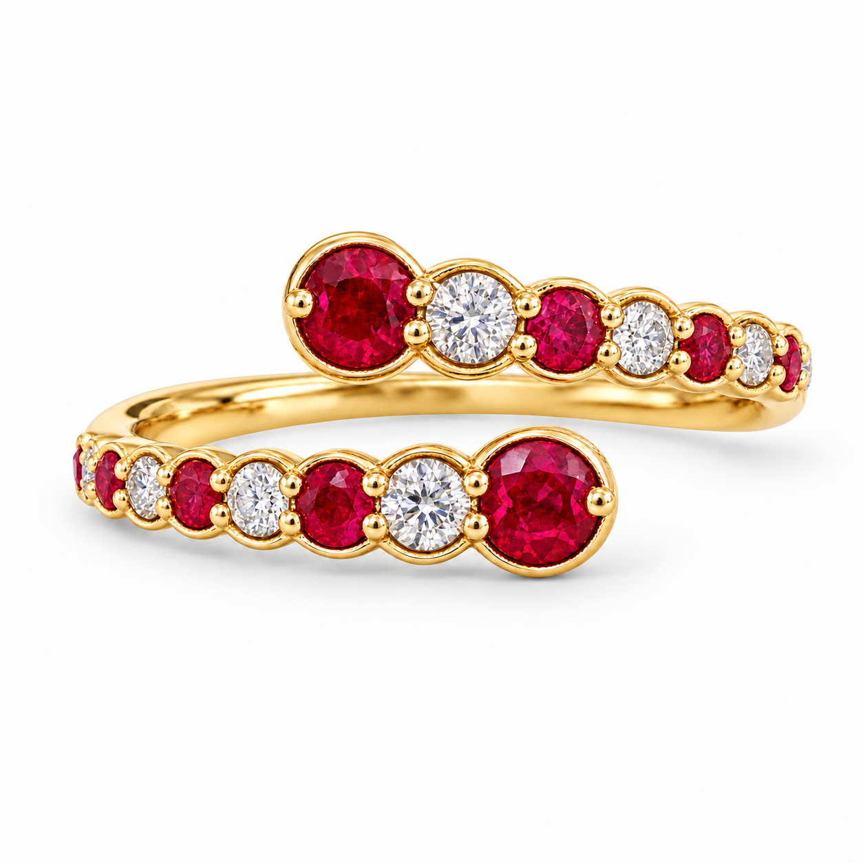 Ruby & Diamond Bypass Ring